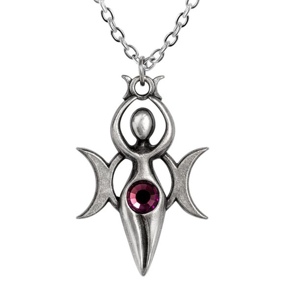 Alchemy Gothic Danu Pendant Fertility Goddess Necklace Purple Crystal NWT - Picture 1 of 3